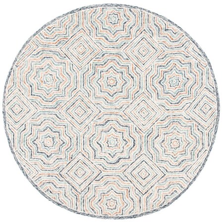 Safavieh 7 x 7 ft. Capri 215M Hand Tufted Round Area Rug; Blue & Rust CPR215M-7R